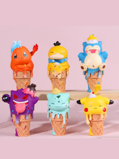 Set de 6 Figuras Ice Cream Coleccionables de Serie/Anime, Muñecos de Decoración