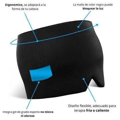 máscarilla para Migraña, Gorro con Gel Frío para dolor de cabeza, Crioterapia, Alivio de migraña, gorro de compresión, Headache Hat, Gorro de Hielo, antifaz de gel para ojos, unitalla - BELLOVIDA