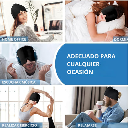 máscarilla para Migraña, Gorro con Gel Frío para dolor de cabeza, Crioterapia, Alivio de migraña, gorro de compresión, Headache Hat, Gorro de Hielo, antifaz de gel para ojos, unitalla - BELLOVIDA