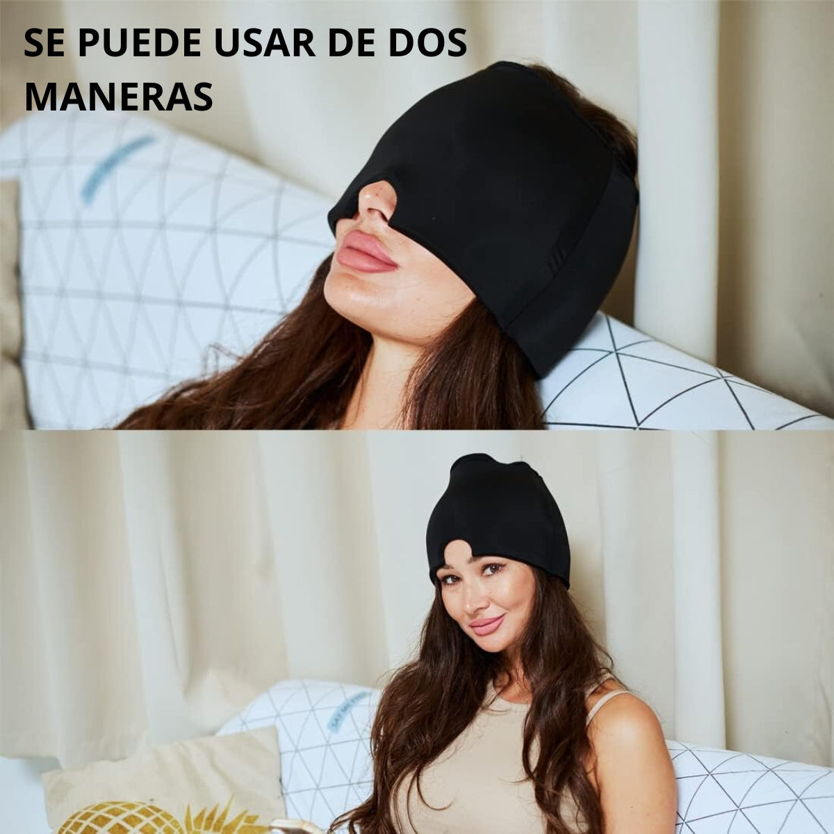 máscarilla para Migraña, Gorro con Gel Frío para dolor de cabeza, Crioterapia, Alivio de migraña, gorro de compresión, Headache Hat, Gorro de Hielo, antifaz de gel para ojos, unitalla - BELLOVIDA