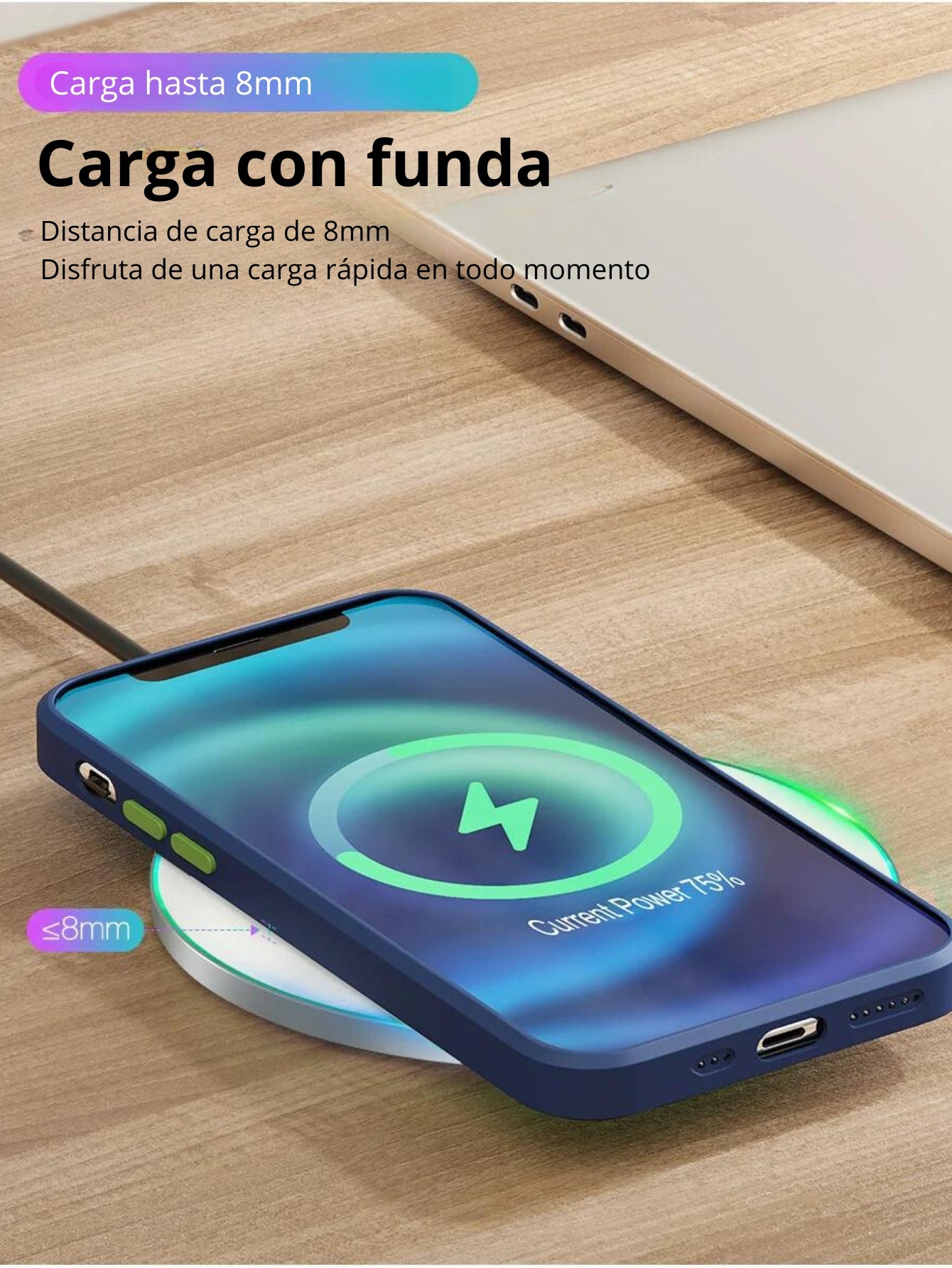 Cargador inalámbrico Qi de 15W Compatible con iPhone 14, 13, 12, 11 Pro Max, almohadilla de carga inalámbrica rápida de inducción Compatible con Samsung S20, Xiaomi POCO X3 M3 F3