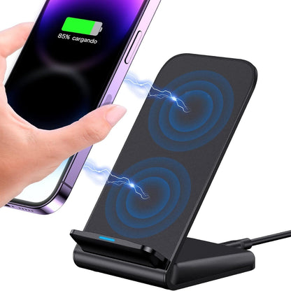 Cargador inalámbrico rápido de 10 W, soporte de carga inalámbrico compatible con iPhone 13 12 11 Pro XR XS 8 Plus Galaxy S20 S10 Note 20 10 Google LG y otros teléfonos habilitados para Qi