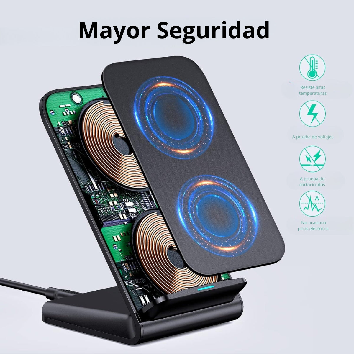 Cargador inalámbrico rápido de 10 W, soporte de carga inalámbrico compatible con iPhone 13 12 11 Pro XR XS 8 Plus Galaxy S20 S10 Note 20 10 Google LG y otros teléfonos habilitados para Qi