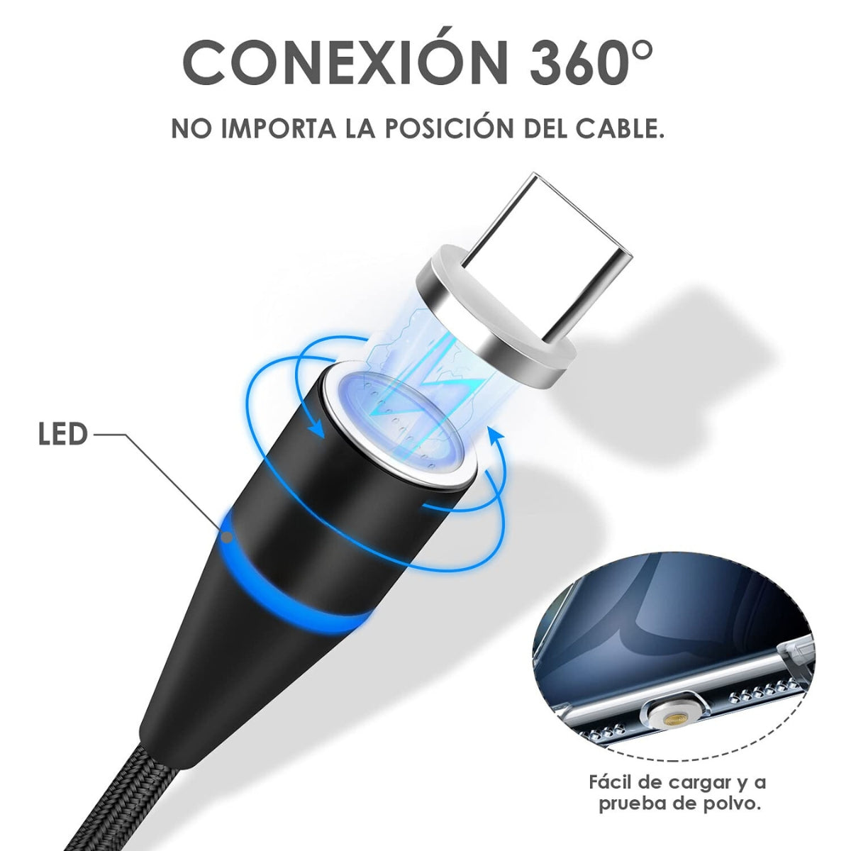 Cable Trenzado Magnético Con Compatibilidad Universal