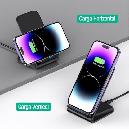 Cargador inalámbrico rápido de 10 W, soporte de carga inalámbrico compatible con iPhone 13 12 11 Pro XR XS 8 Plus Galaxy S20 S10 Note 20 10 Google LG y otros teléfonos habilitados para Qi