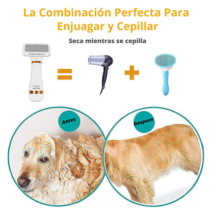 Cepillo y secador de pelo para mascotas diseño deslizante con 3 niveles de calor