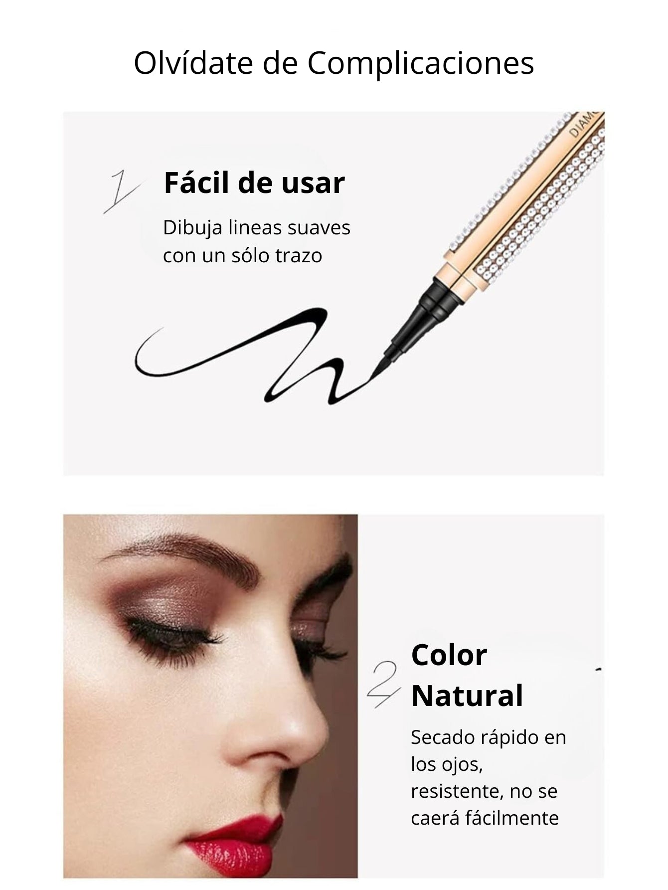 Diamond Eyeliner Lápiz Delineador de Ojos Acabado Impermeable Color Negro Micro Delineador de Ojos Lápiz Líquido Secado Rápido Fórmula Duradera Unisex