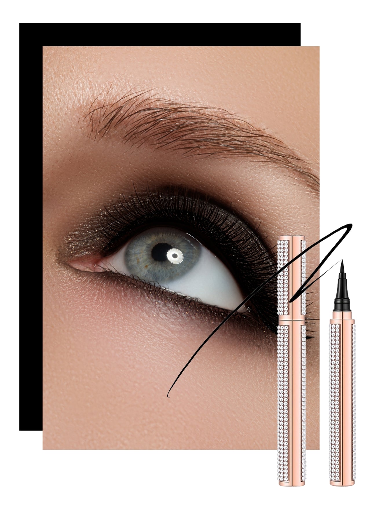 Diamond Eyeliner Lápiz Delineador de Ojos Acabado Impermeable Color Negro Micro Delineador de Ojos Lápiz Líquido Secado Rápido Fórmula Duradera Unisex