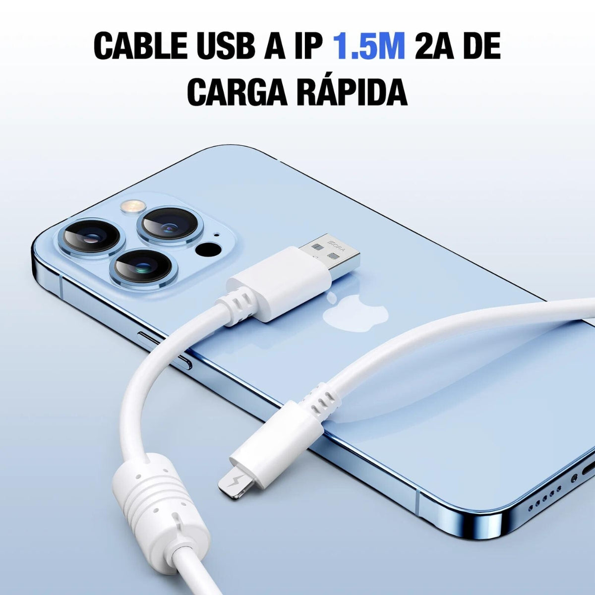 Cable de carga y transmisión de datos compatible con IP Lightning 2A 1.5 Metros