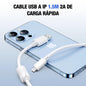 Cable de carga y transmisión de datos compatible con IP Lightning 2A 1.5 Metros