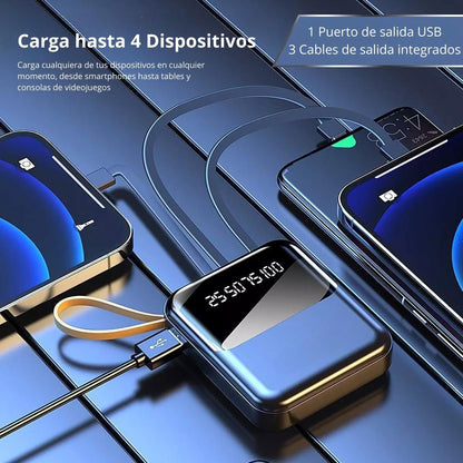 Power Bank Batería Portátil 10000mah 2.1a Diseño Mini Diseño Universal Carga Rápida Acabado de Espejo Negro Mate Pantalla LED Indicadora de Carga Compatible con iP, Huawei, Xiaomi, etc.