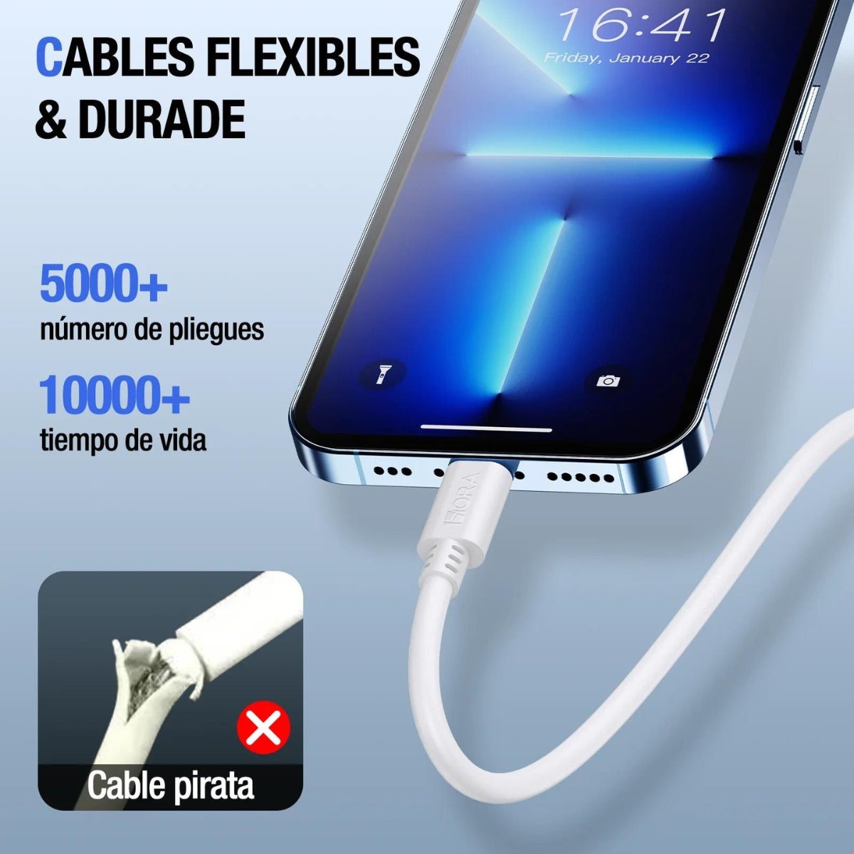 Cable de carga y transmisión de datos compatible con IP Lightning 2A 1.5 Metros