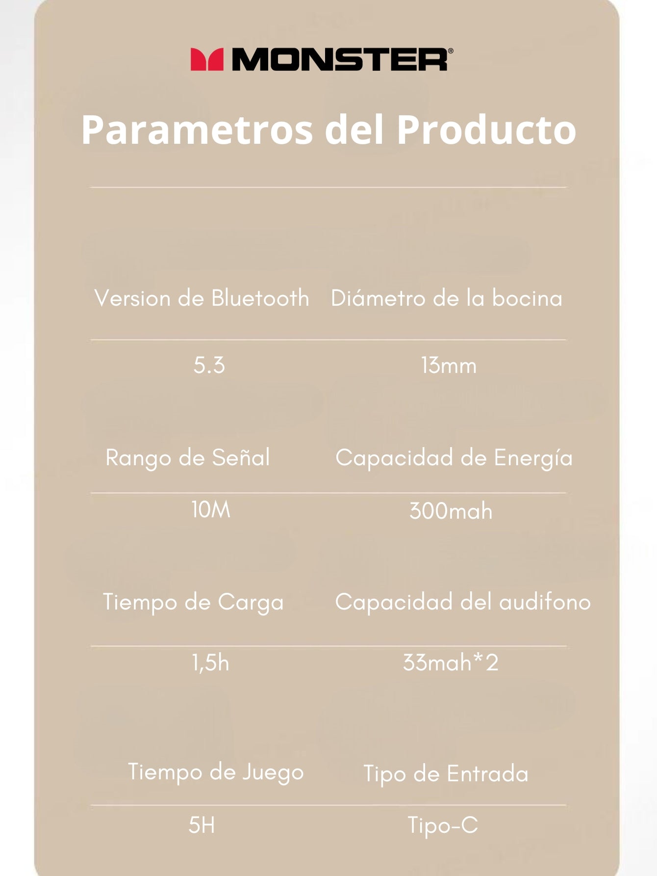 Monster-auriculares inalámbricos XKT12 para videojuegos, cascos originales con Bluetooth 5,3, TWS, sonido HIFI, reducción de ruido, 300mAh