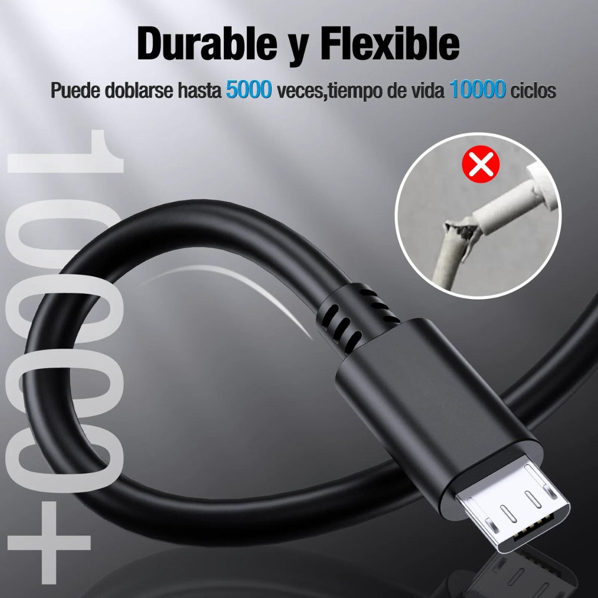 Cable de carga y transmisión de datos compatible con Type V8 2A 1.5 Metros