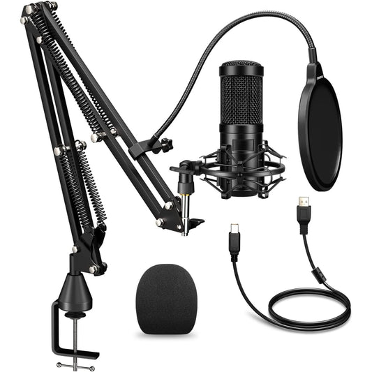 Micrófono condensador USB, 192 kHz/24 bits profesional PC Streaming Podcast