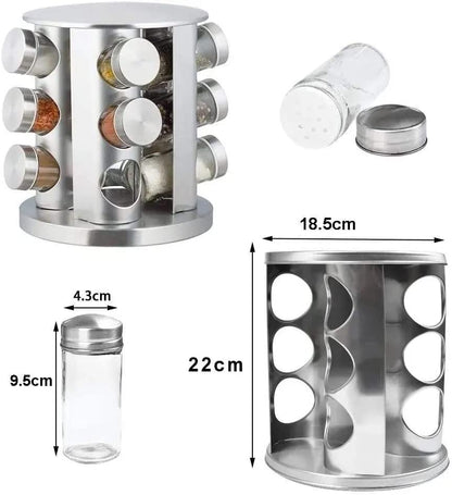 Especiero Organizador Redondo Moderno Frascos Cristal Resistente Para Cocina