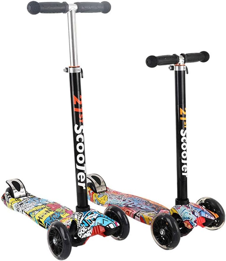 Scooter para Niños Niñas 3-8 Años Patinete de 3 Ruedas con Luces LED, Patines del Diablo Ajustables Escúter Plegable Scooter de Aire Libre, Patinete Infantil Juguete Regalo de Navidad