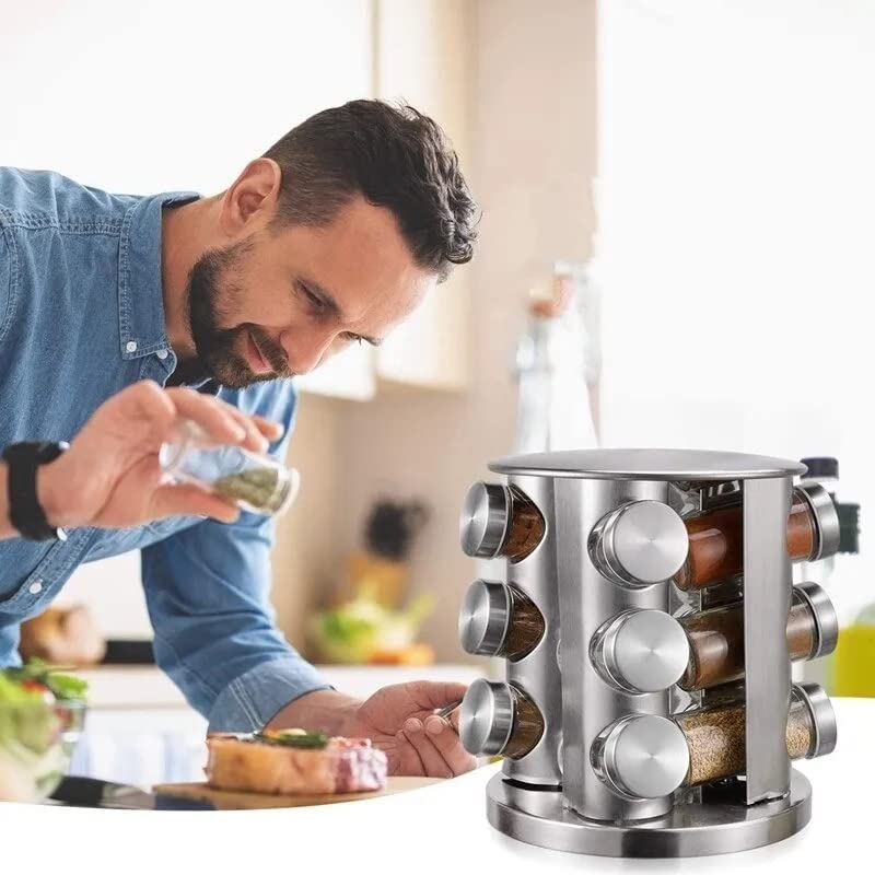 Especiero Organizador Redondo Moderno Frascos Cristal Resistente Para Cocina