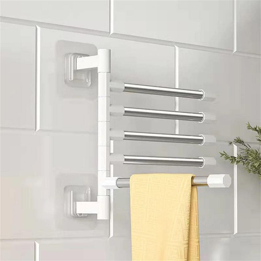 Toallero de baño Almacenamiento Giratorio Organizador de Acero Inoxidable sin Perforaciones Colgante con Ventosa