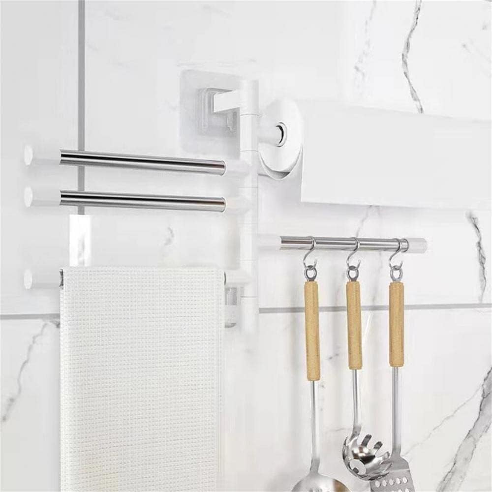 Toallero de baño Almacenamiento Giratorio Organizador de Acero Inoxidable sin Perforaciones Colgante con Ventosa