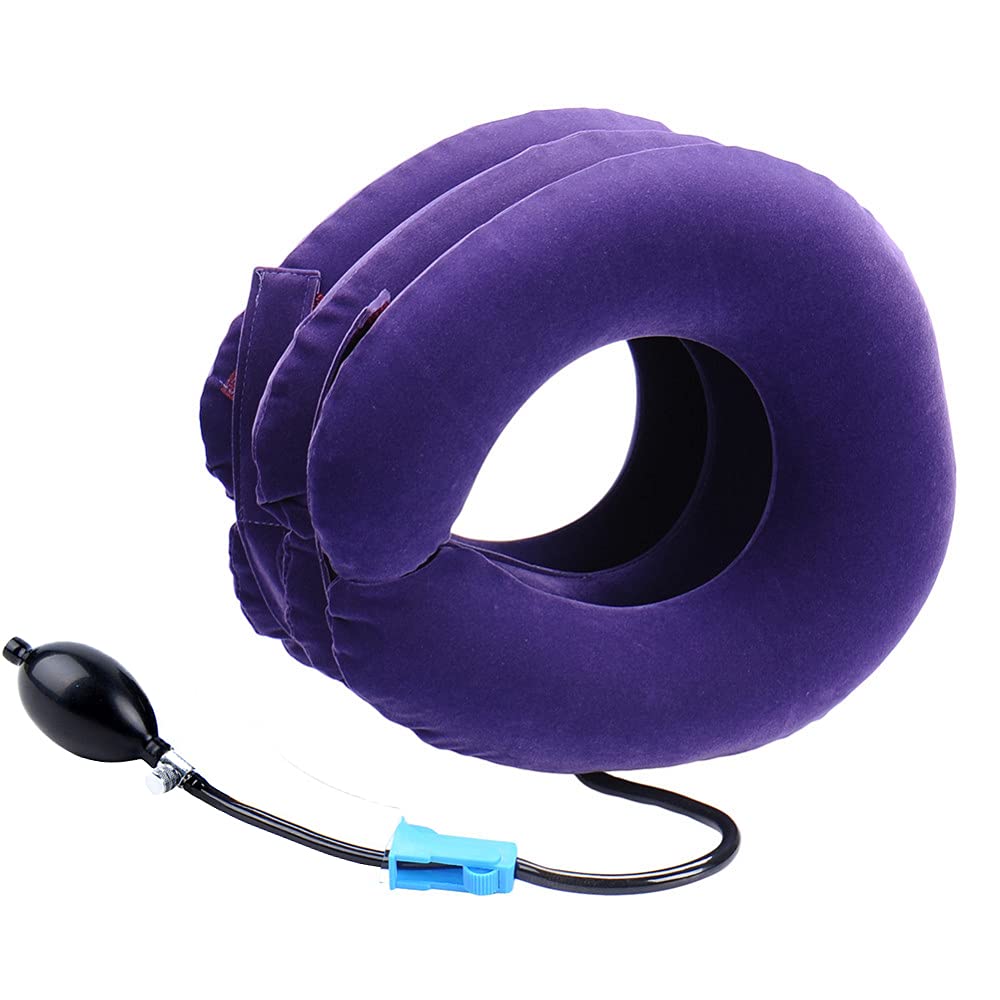 Collar de tracción cervical para aliviar el dolor y el estrés Soporte inflable para el cuello Airbag cervical Masajeador de 3 capas para cuello