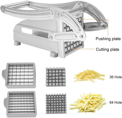 Máquina de cortar patatas fritas de acero inoxidable, cortador de patatas y verduras, Chopper de cocina, 2 cuchillas