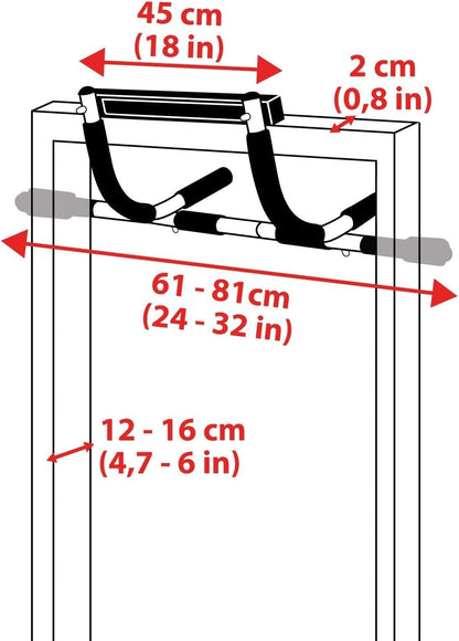 Barra de dominadas o flexiones, empuñaduras acolchadas para un agarre seguro al realizar cualquier ejercicio, estructura robusta y resistente, fortalece la musculatura, barra dominadas, barra flexiones