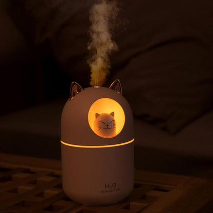 Humidificador de Escritorio En Forma de Gatito Personal USB con luz Nocturna para Dormitorio de bebé, Viaje, Oficina