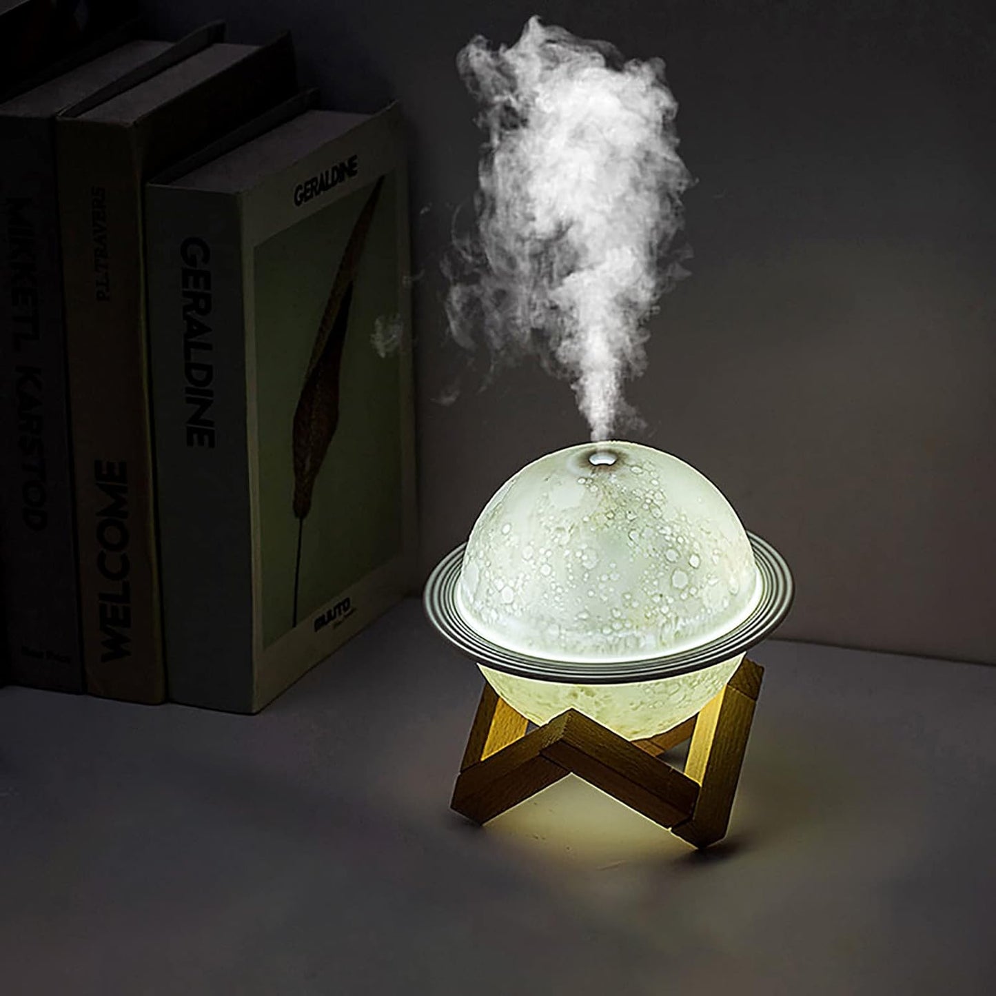 Humidificador Con Luz LED Parsa Aceites Esenciales Vaporizador Luna Silencioso y Lámpara Nocturna para Aromas Pulverización de Niebla