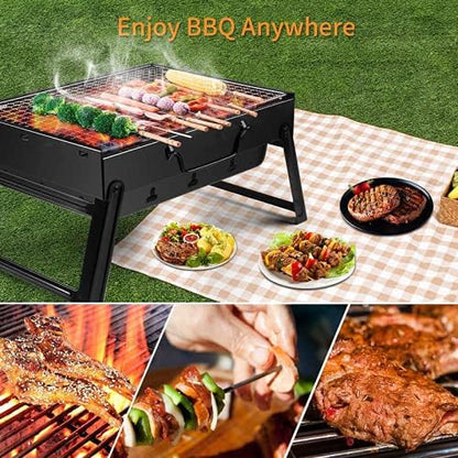 Parrilla al aire libre, compacta y conveniente, esencial para el ocio al aire libre, barbacoa, camping, yakiniku, carne, verduras, mariscos, montañas, ríos, mar