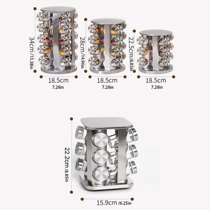 Especiero Organizador Redondo Moderno Frascos Cristal Resistente Para Cocina