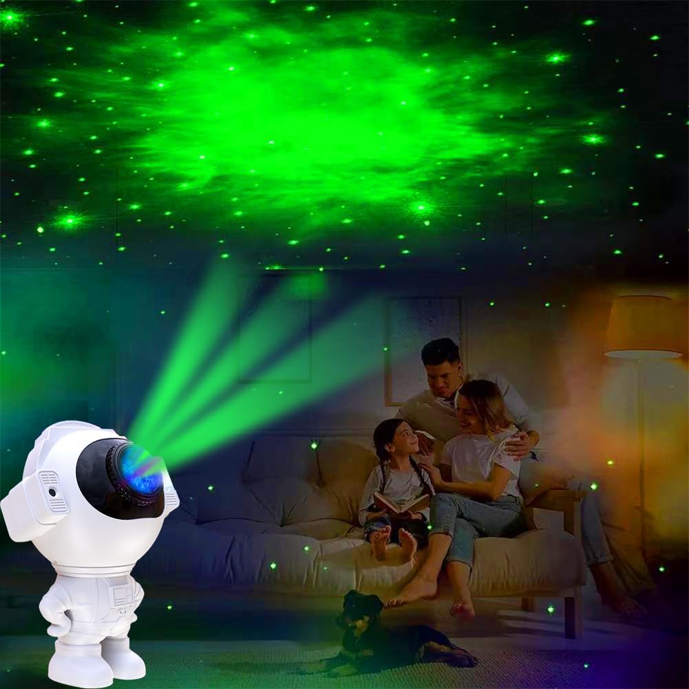 Proyector de Estrellas Astronauta, Lámpara de Proyección de Luces de Galaxias y Nebulosas, Lámpara de Estrellas Ajustable con Función de Temporizador para Niños, Bricolaje, Dormitorio, Sa