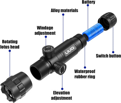 Láseres de pistola de Airsoft de caza, mira láser verde de grado militar para rifle con montaje Picatinny de 0.787 in y adaptador de montaje en anillo de 1 pulgada, interruptor de presión remoto, punto de batería para un rendimiento preciso y confiable