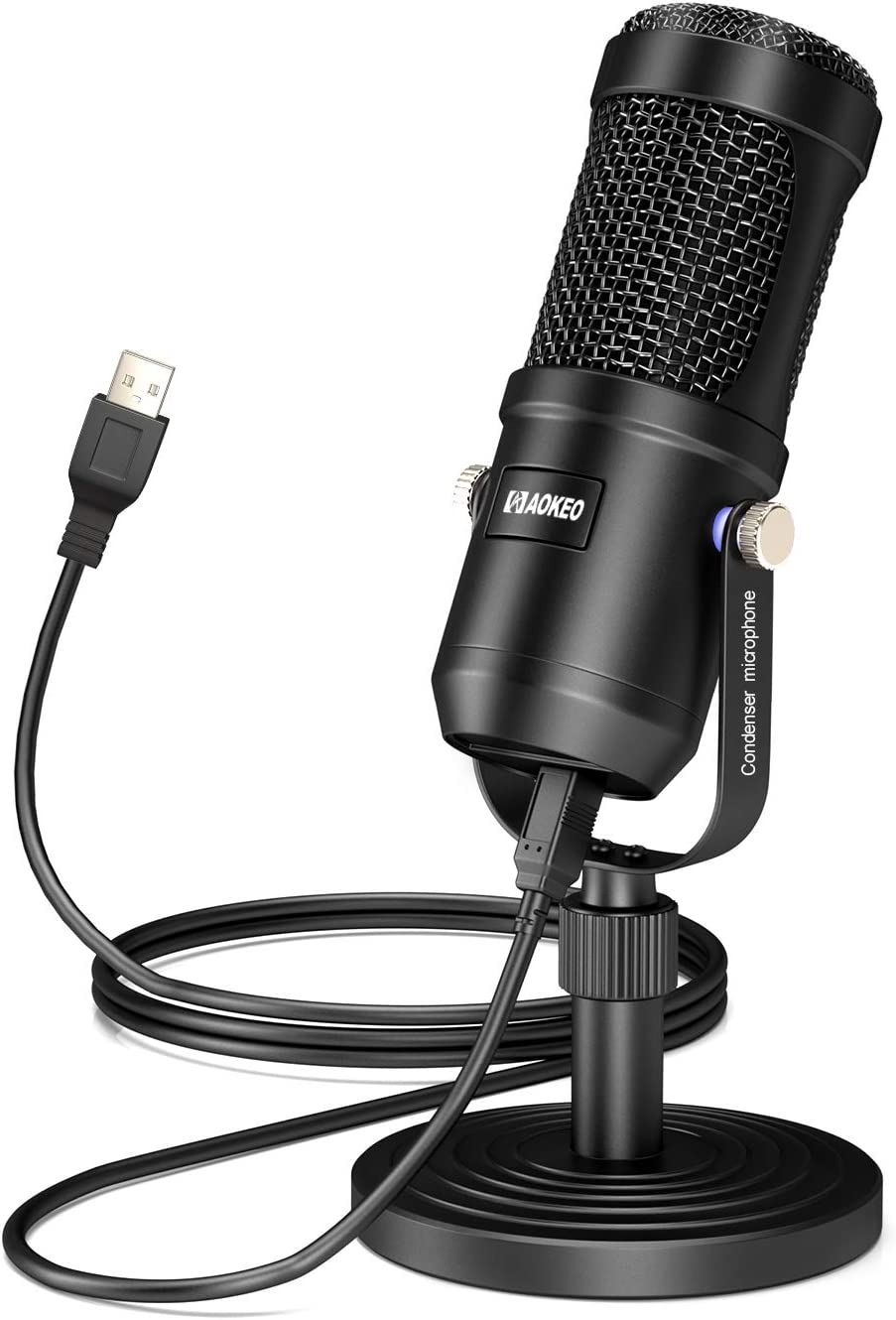 Micrófono USB condensador podcast para computadora.