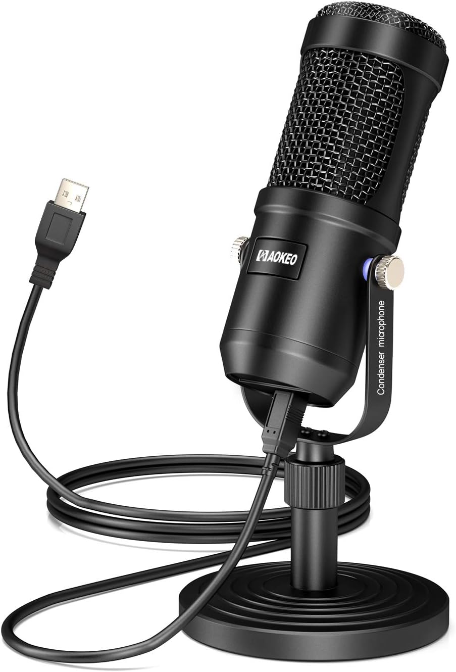 Micrófono USB, micrófono de condensador para hacer podcasts en la computadora Adecuado para grabar, jugar, para el escritorio, para hacer transmisiones, para Windows, Mac, YouTube, Discord