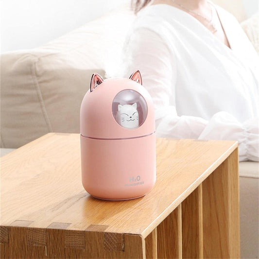 Humidificador de Escritorio En Forma de Gatito Personal USB con luz Nocturna para Dormitorio de bebé, Viaje, Oficina