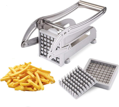 Máquina de cortar patatas fritas de acero inoxidable, cortador de patatas y verduras, Chopper de cocina, 2 cuchillas