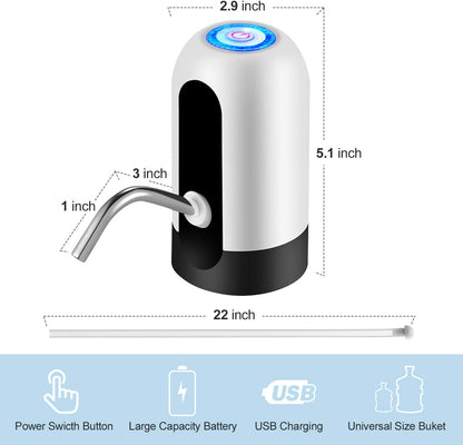 Bomba de agua  eléctrica portátil de carga USB universal 3 a 5 galones