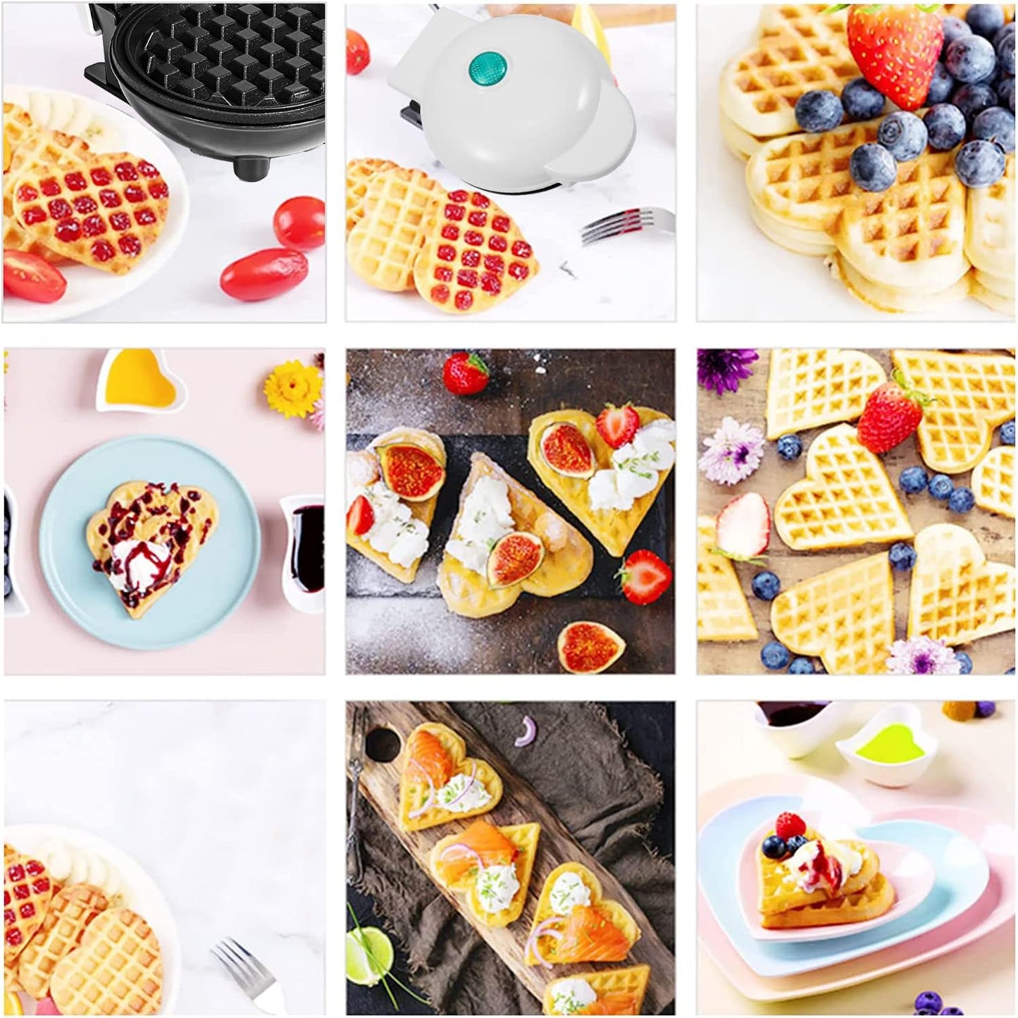 Wafflera Eléctrica con Doble Plancha Antiadherente Forma de corazón para Hacer panini, Hash Browns y Otros almuerzos