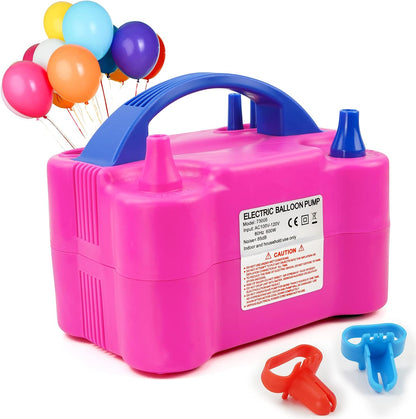 Bomba de Globos, Bomba de Globos Eléctrica, Doble Boquilla para Globos de Látex, Bomba de Globos 110V 600W, Dos Modos de Funcionamiento, Bomba de Globos Eléctrica para Bodas, Cumpleaños, Celebraciones, Inflado de Globos