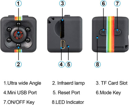 Mini Cámara Inalámbrica Diseño Deportivo HD Dv Sq11 Integra Visión Nocturna de 1080p, detección de movimiento, grabación de video digital infrarroja