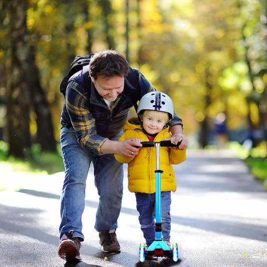 Scooter para Niños Niñas 3-8 Años Patinete de 3 Ruedas con Luces LED, Patines del Diablo Ajustables Escúter Plegable Scooter de Aire Libre, Patinete Infantil Juguete Regalo de Navidad