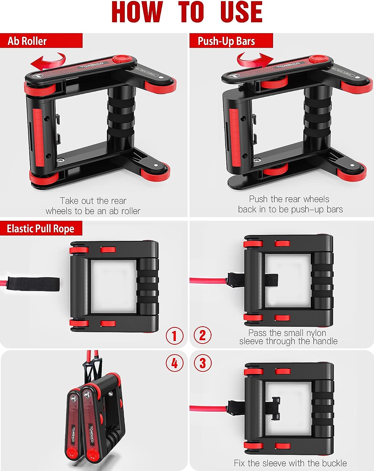 Rueda para Entrenamientos Abdominales en Interiores Diseño 3 en 1 Con Ligas de Resistencia Ideal para Entrenamientos Centrales