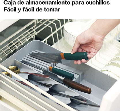 Bandeja Organizador de Utencilios de Cocina Diseño de Dos Pisos Antideslizante para Cubiertos