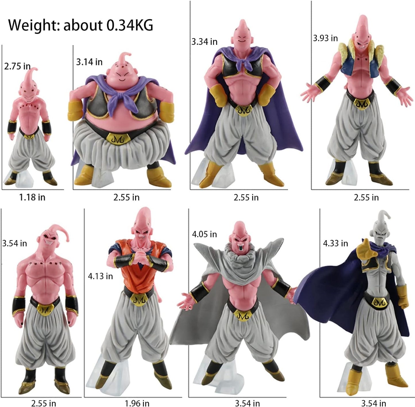 Set de 8 figuras de Majin Buu Acabado de PVC de Dragon Ball Z, 8 formas, Anime, DBZ, figuras de PVC