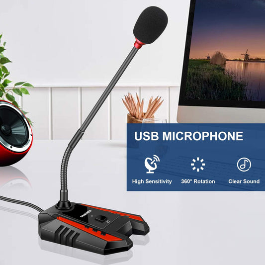 Micrófono USB de computadora para computadora, compatible con PC, laptop, Mac, micrófono de computadora profesional con soporte, grabación, transmisión, YouTube, micrófonos de podcast, chat en vivo, discord