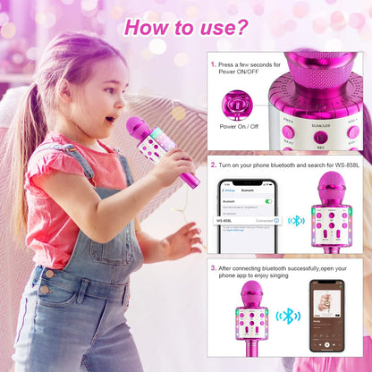 Micrófono Multicolor Para Karaoke Diseño Inalámbrico mediante Bluetooth