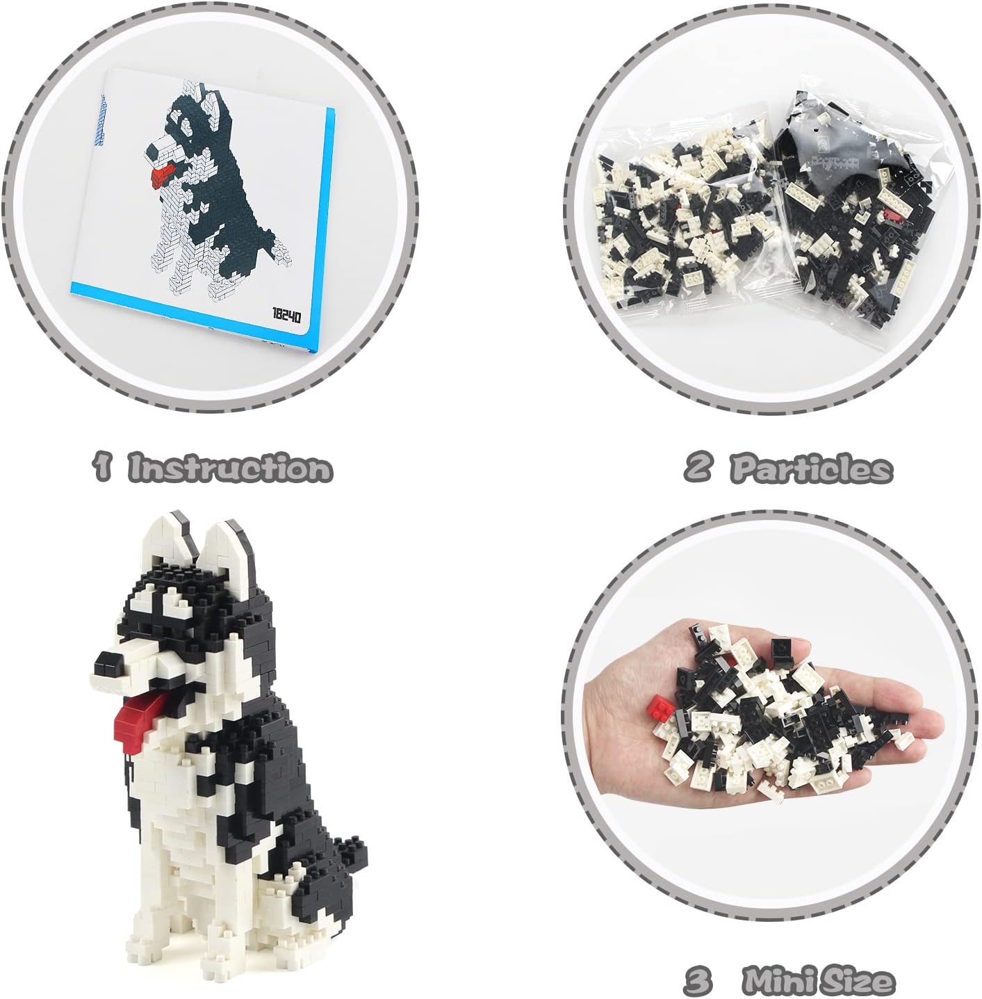 Perro Husky Siberiano 753PCS Modelo Animal Mini Bloques de Diamantes Ladrillos Juguete de Construcción para Niños