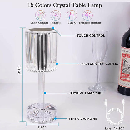 Lámpara de Cristal Diseño Touch RGB Con 16 Colores Diferentes