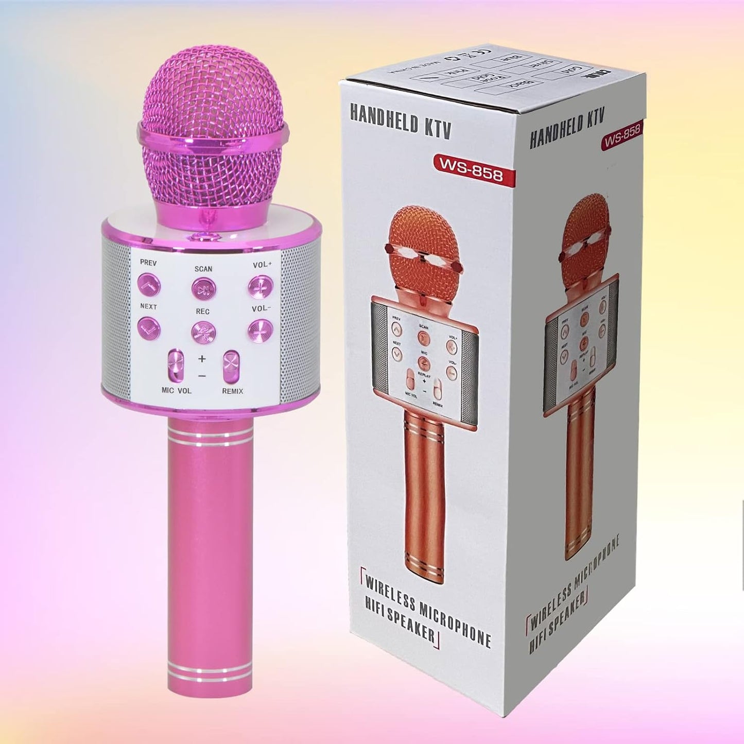 Micrófono Multicolor Para Karaoke Diseño Inalámbrico mediante Bluetooth